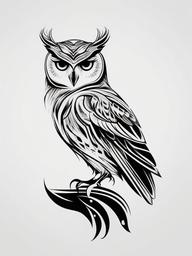 Owl Tattoo - Represents wisdom, mystery, and intuition  minimal tattoo design,white background