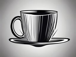 Simple coffee mug design: Classic and clean, a symbol of routine.  black and white tattoo style