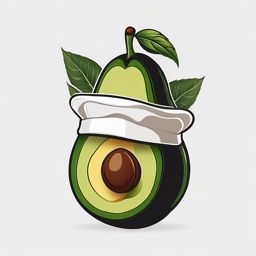 Avocado with a chef's hat tattoo. Culinary excellence in fruit.  color tattoo style, minimalist design,white background