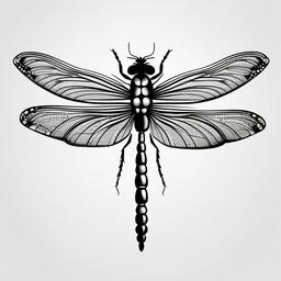 Dragonfly Tattoo Black - Black-colored tattoo featuring a dragonfly design.  simple color tattoo,minimalist,white background