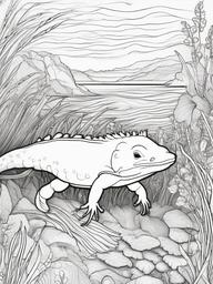 Axolotl Coloring Pages - Axolotl painting a picture of the ocean  simple coloring pages