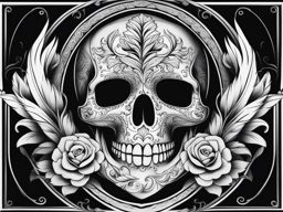 skull hand tattoo black and white design 