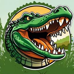 Crocodile cartoon - powerful river hunter with sharp teeth  cartoon sticker style