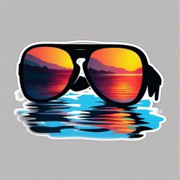 Sunglasses Reflection in Water Sticker - Sunglasses reflecting in water, ,vector color sticker art,minimal