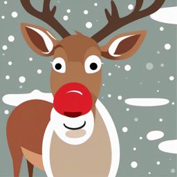 Clipart Rudolph, The iconic character Rudolph the Red-Nosed Reindeer.  simple, 2d flat