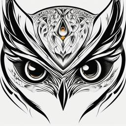 Owl Eye Tattoo - Capture the mesmerizing gaze of an owl with an eye-catching owl eye tattoo.  simple color tattoo,vector style,white background