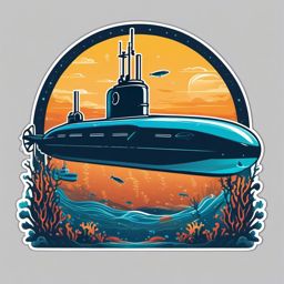 Ocean Explorer Sticker - An adventurous scene of a submarine exploring the ocean depths, ,vector color sticker art,minimal