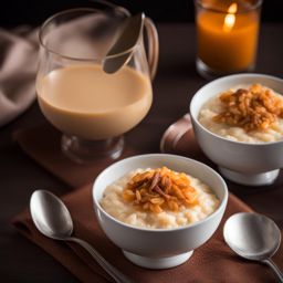 arroz con leche, spanish rice pudding, enjoyed at a family gathering during a warm valencia evening. 