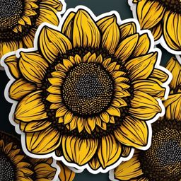 Sunflower sticker ,vector color sticker art,minimal