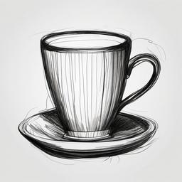 drawing of a coffee cup  minimal rough sketch scribbles,doodles,black and white