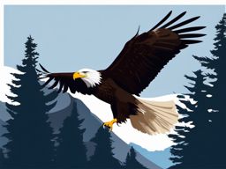 Bald Eagle Clip Art - A majestic bald eagle in flight,  color vector clipart, minimal style