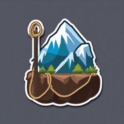 Mountain Climbing and Rope Emoji Sticker - Scaling mountain heights, , sticker vector art, minimalist design