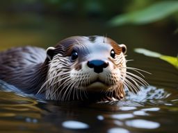 Cute Otter Playfully Swimming in a Tranquil Stream 8k, cinematic, vivid colors