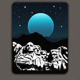 Mount Rushmore Night sticker- Illuminated presidential sculptures in the Black Hills, , sticker vector art, minimalist design