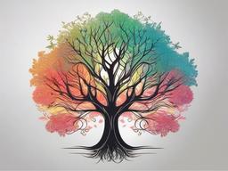 fine line tree tattoo  simple vector color tattoo