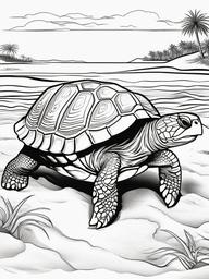 Turtle Coloring Pages - Turtle making its way across a sandy beach  simple coloring pages