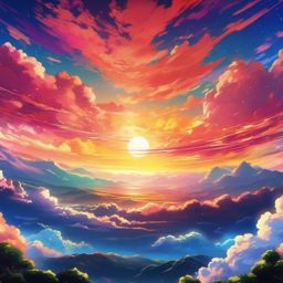 Anime Sky Background Anime-Inspired Skies and Art wallpaper splash art, vibrant colors, intricate patterns