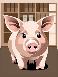 pig in room  , vector illustration, clipart 