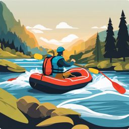 Raft Clipart - A raft for exciting whitewater rides.  color vector clipart, minimal style