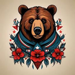 american traditional tattoo bear  simple vector color tattoo