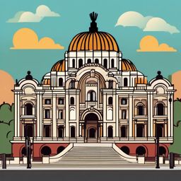 Mexico City clipart - Palacio de Bellas Artes and Zócalo, ,color clipart vector style