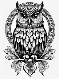 Greek Owl Tattoo - Embrace wisdom and knowledge with a tattoo featuring an owl, a symbol often associated with the goddess Athena.  simple color tattoo, white background