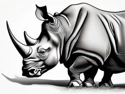 Rhino tattoo, Sturdy rhino tattoo, representing resilience and strength. , tattoo color art, clean white background