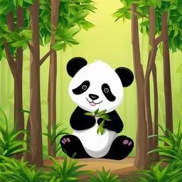 Panda clipart - panda with a tree backdrop  clipart