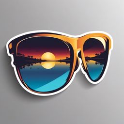 Sunglasses Reflection Sticker - Sunglasses with a reflected scene, ,vector color sticker art,minimal