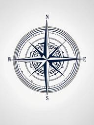 Nautical Compass Tattoo Design - Nautical-themed compass tattoo design.  simple vector tattoo,minimalist,white background