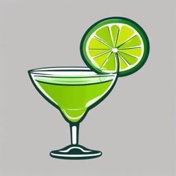 Lime Wedge and Margarita Clipart - Lime wedge with a margarita glass.  color vector clipart, minimal style