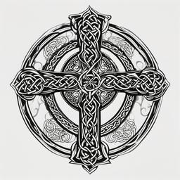 best celtic cross tattoo designs  simple color tattoo,minimal,white background