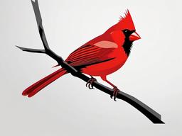 Northern Cardinal Tattoo - Bright red cardinal on branch  minimalist tattoo design, white background