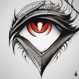 Dragon Eyes Tattoo - Tattoos featuring the eyes of a dragon, often emphasizing their intense gaze.  simple color tattoo,minimalist,white background