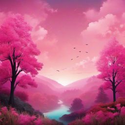 Pink Sky Wallpaper Whimsy and Romance with Soft Pink Skies wallpaper splash art, vibrant colors, intricate patterns