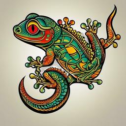 Traditional Gecko Tattoo - A classic and timeless gecko tattoo in traditional tattoo style.  simple color tattoo design,white background
