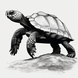 drawing of a Galápagos tortoise  minimal rough sketch scribbles,doodles,black and white