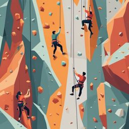 Rock Climbing Indoor Gym Clipart - Indoor rock climbers practicing on artificial walls.  color vector clipart, minimal style