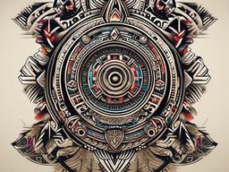 3d aztec tattoo  simple vector color tattoo