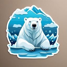 Polar Bear on Iceberg Emoji Sticker - Arctic guardian navigating icy waters, , sticker vector art, minimalist design