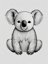 drawing of a koala with friends  minimal rough sketch scribbles,doodles,black and white