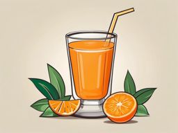 Orange Smoothie Clipart - A glass of orange smoothie with a straw.  color vector clipart, minimal style