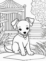 Puppy in the Park Coloring Pages - Fun Day Outdoors with a Puppy  minimal black outline printable sheet, coloring page