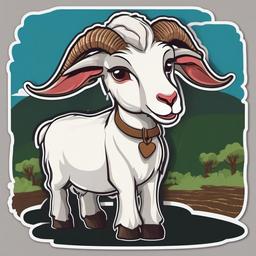 Boer Goat cartoon - meat goat with a hardy constitution  cartoon sticker style