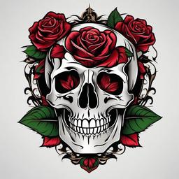 skeleton rose tattoo  simple vector color tattoo