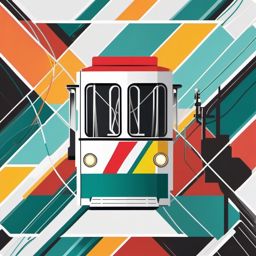 Tramway Cable Sticker - Urban transit, ,vector color sticker art,minimal