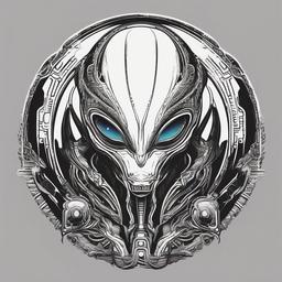 Alien Tattoo Pictures - Explore a visual gallery of captivating alien-themed tattoo pictures.  simple color tattoo,vector style,white background