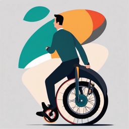 Unicycle Clipart - A single-wheeled unicycle for skilled riders.  color vector clipart, minimal style