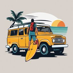 Surfing Adventure clipart - Adventurous surfing expedition, ,vector color clipart,minimal