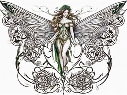 celtic fairy tattoo designs  simple color tattoo style,white background